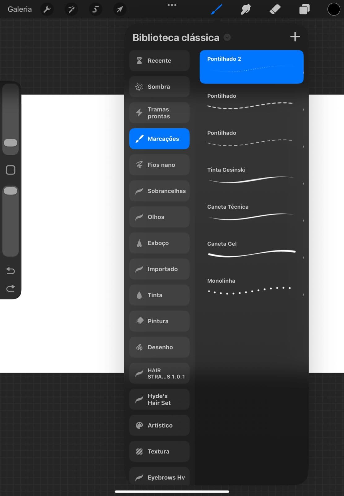 Pack de pincéis — Marcações